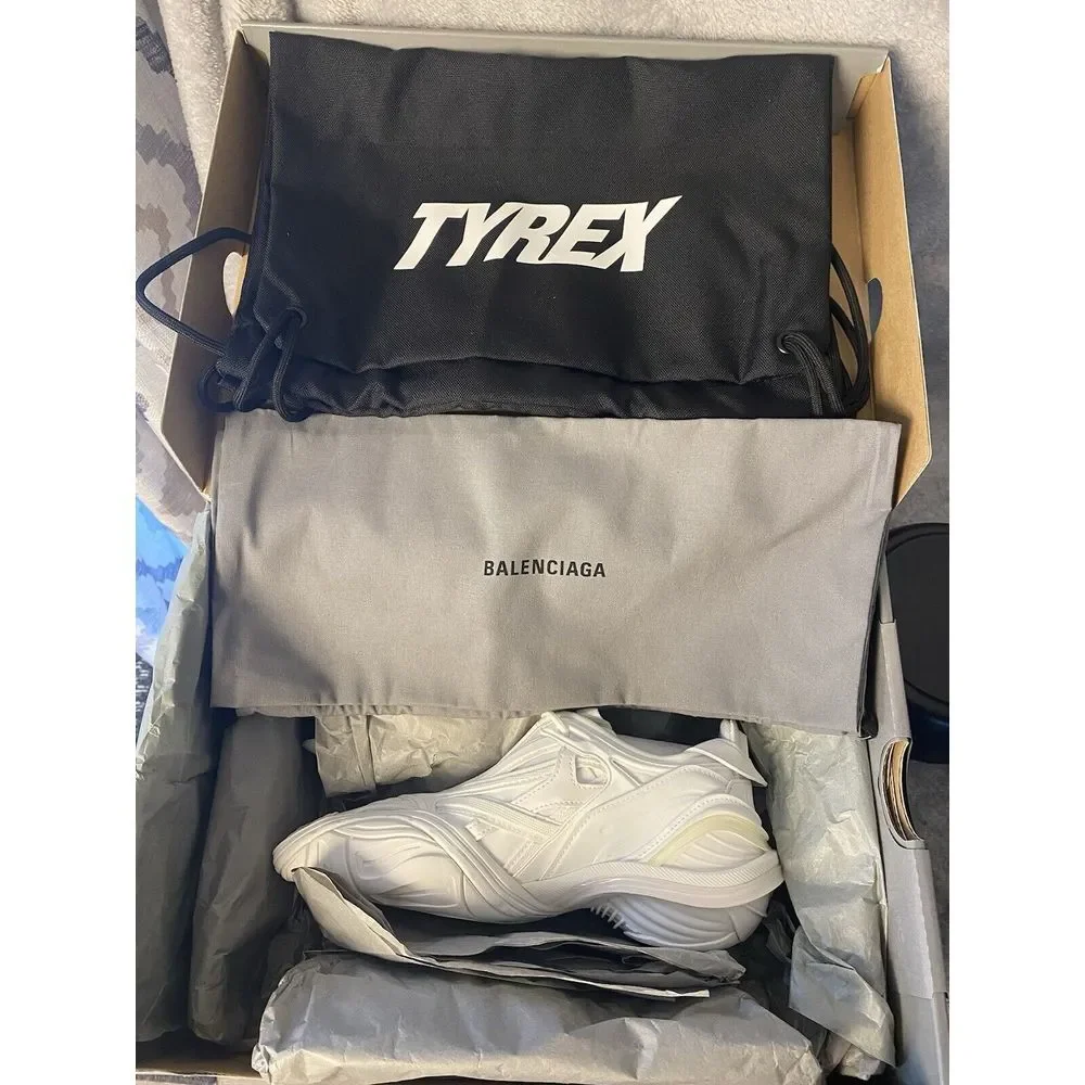 Balenciaga White Rubber and Mesh Tyrex Sneakers Monochrome Size  EU 38/US 7.5